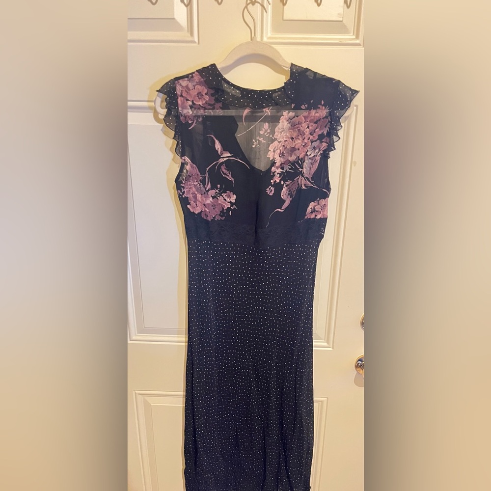 Nine West Black and Purple Polka Dot Floral Dress - Picture 3 of 4